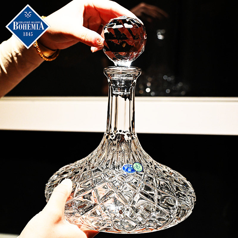 捷克进口BOHEMIA高端水晶玻璃红酒带盖醒酒器壶分酒器厚酒瓶酒樽