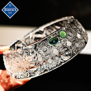 捷克进口BOHEMIA水晶玻璃手工精刻烟灰缸茶几大烟缸礼品客厅摆件