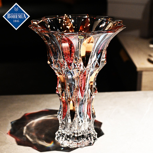 捷克进口BOHEMIA水晶玻璃欧式彩色餐桌茶几插花花瓶客厅装饰摆件