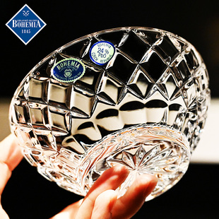 BOHEMIA捷克进口水晶玻璃家用复古水果盘碗沙拉甜品碗蘸料碗摆件