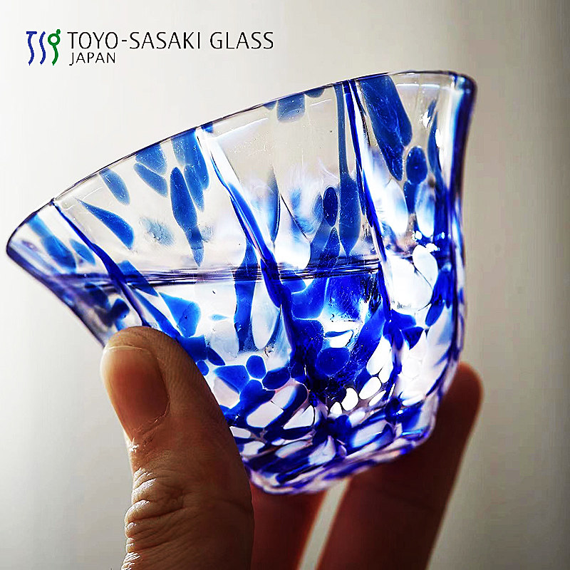 日本佐佐木进口玻璃手工小花茶杯清酒杯一口云吞烈酒白酒杯子