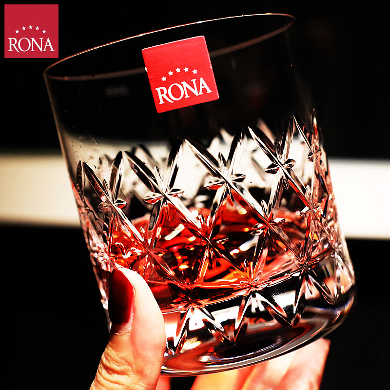 捷克Rona进口水晶玻璃手工精雕刻家用高档威士忌酒杯洋酒杯XO酒杯