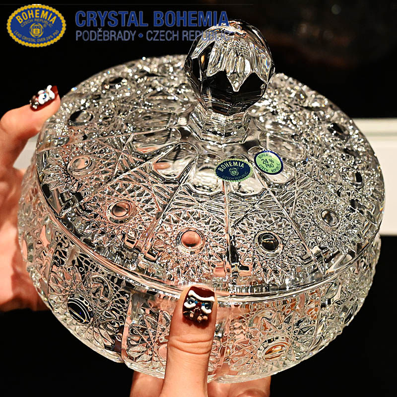 捷克进口BOHEMIA水晶玻璃高档糖果罐首饰盒糖缸储物罐摆件礼品