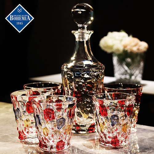 BOHEMIA捷克进口水晶玻璃焕彩威士忌洋酒杯啤酒果汁水杯酒具套装