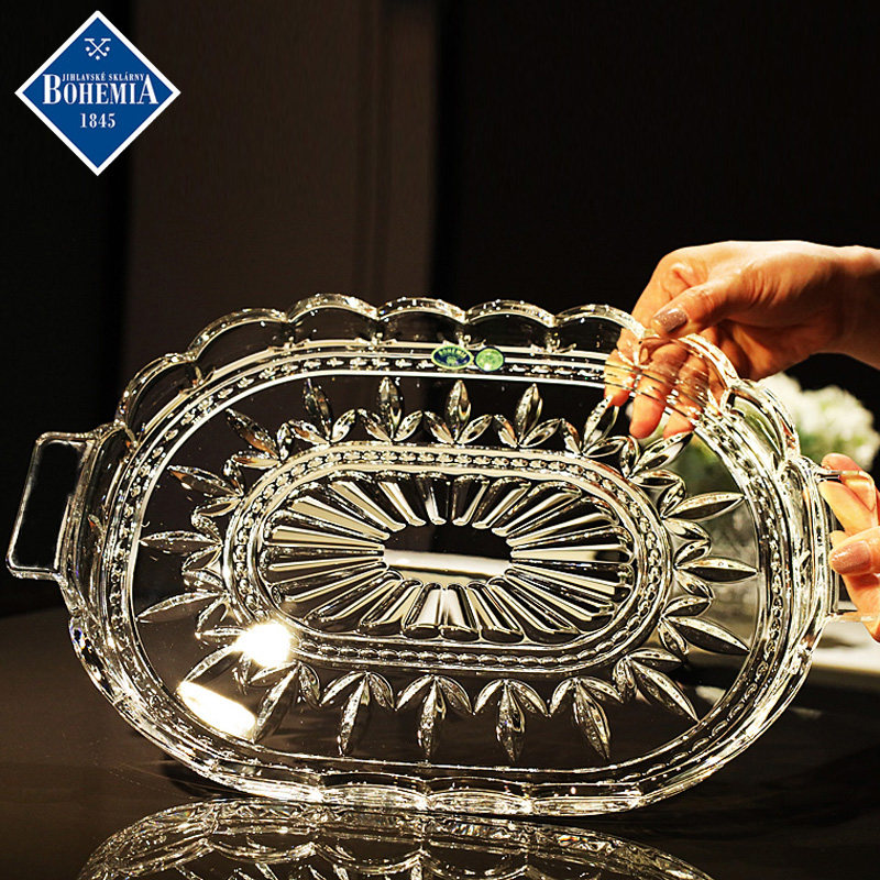 捷克BOHEMIA水晶玻璃长方形水果盘茶几盘水杯盘瓜果平浅盘托盘子,餐饮具,果盆/果盘/果篮,淘宝优惠券,粉丝福利购,淘宝优惠卷