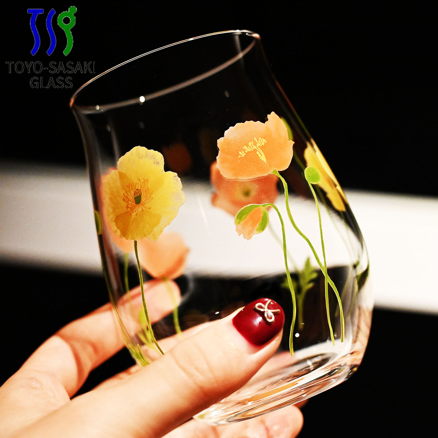 日本进口东洋佐佐木玻璃创意印花玻璃水杯果汁饮料杯对杯送礼盒装