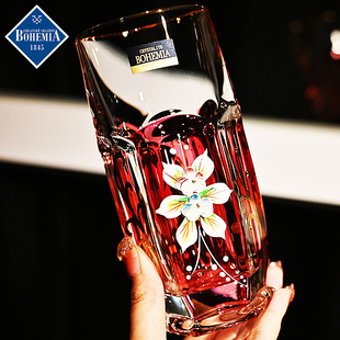 捷克BOHEMIA进口珐琅水晶玻璃高调鸡尾酒杯洋酒杯果汁饮料水杯子