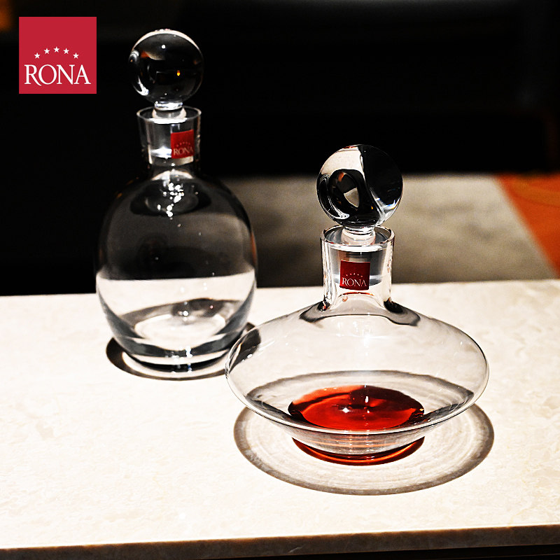 捷克Rona进口水晶玻璃手工带盖红酒醒酒器倒酒壶酒樽分酒器瓶子