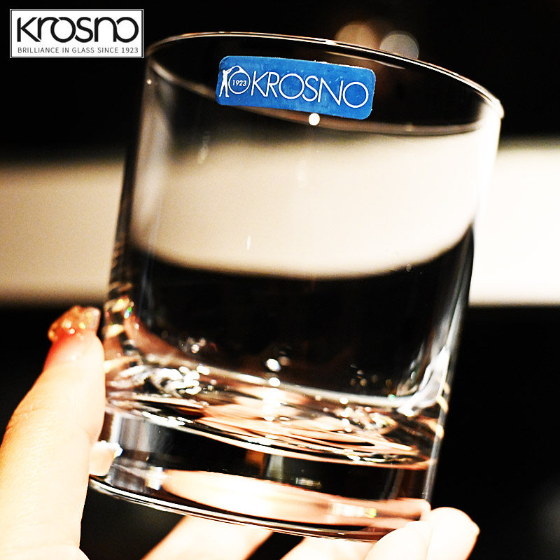 波兰进口Krosno直身透明玻璃水杯家用古典威士忌杯子科林杯啤酒杯