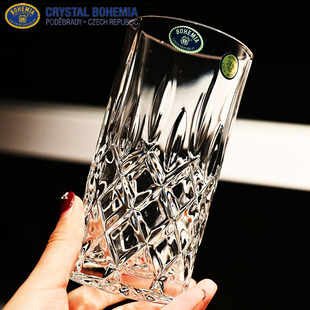 捷克BOHEMIA进口水晶玻璃威士忌洋酒杯白兰地杯家用啤酒果汁杯子