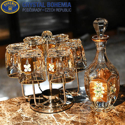 捷克BOHEMIA描金水晶玻璃洋酒杯