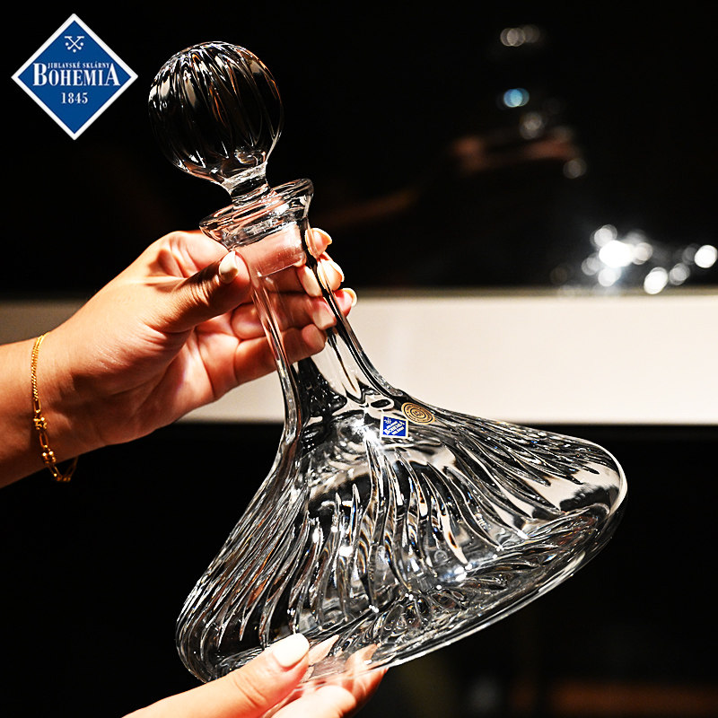 捷克进口BOHEMIA高端水晶玻璃红酒带盖醒酒器壶分酒器厚酒瓶酒樽