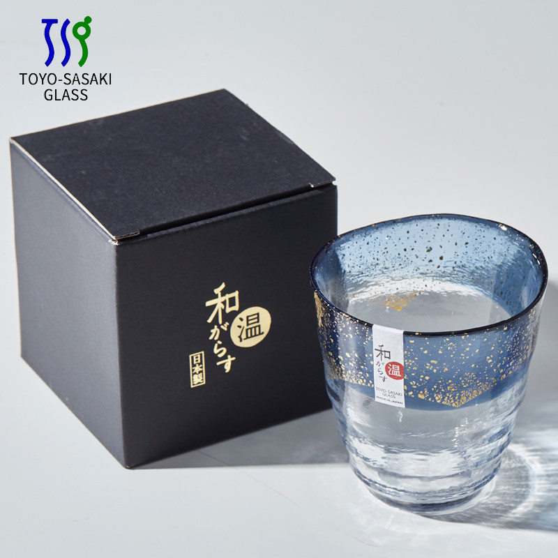 日本正品东洋佐佐木耐热水晶烧酒杯金箔杯和风杯茶杯酒杯单只礼盒