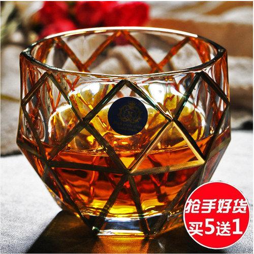 创意水晶镀金玻璃大号威士忌杯
