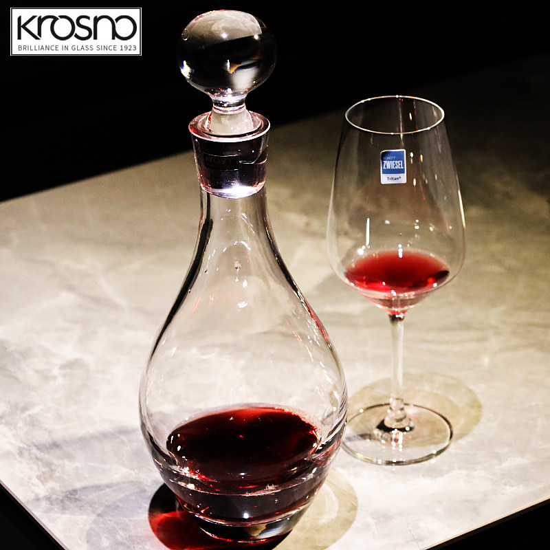 Krosno欧洲进口轻奢手工水晶玻璃红酒醒酒器带盖子倒分酒壶酒樽瓶