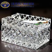 捷克BOHEMIA进口水晶玻璃双层带盖子防飞灰北欧家用办公室烟灰缸