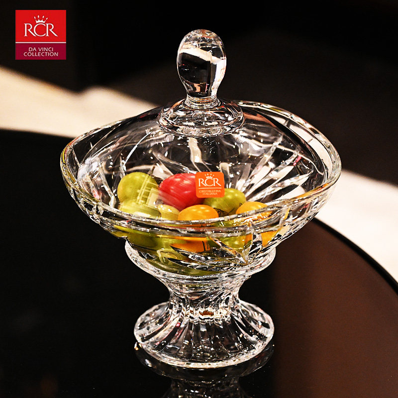 意大利RCR原装进口水晶玻璃糖果盒水果盘干果盒盆果斗糖缸带盖