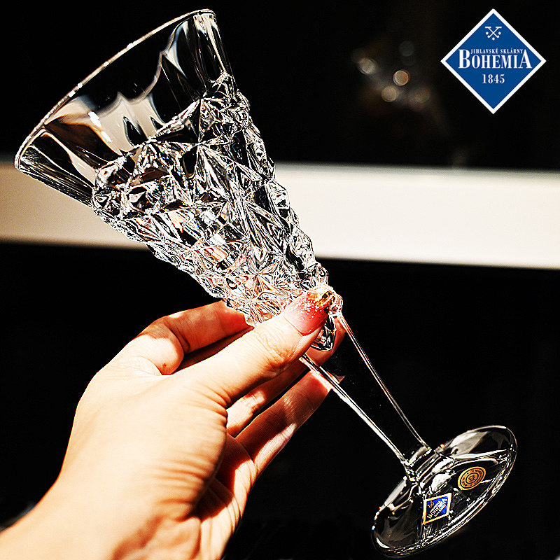 捷克BOHEMIA进口水晶玻璃高脚酒杯红酒白葡萄酒杯起气泡香槟杯子