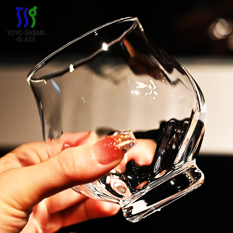 日本进口东洋佐佐木印花玻璃酒杯