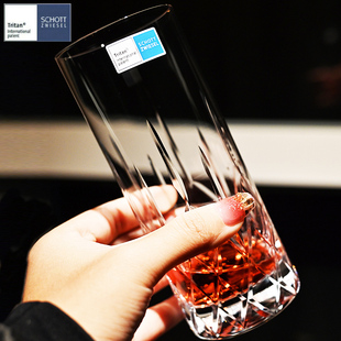 德国进口水晶玻璃威士忌洋酒杯调鸡尾酒杯直身果汁饮料奶牛水杯子