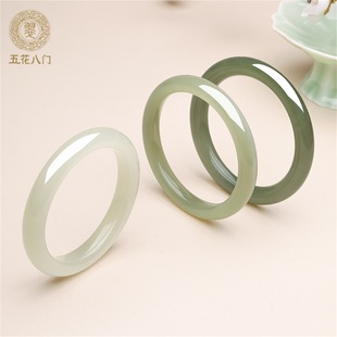 五花八门天然真品和田玉细条晴水手镯女款美人条玉镯子官方旗舰店