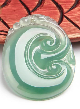 五花八门FRY03糯冰种翡翠如意吊坠女油青天然正品玉石项链玉坠