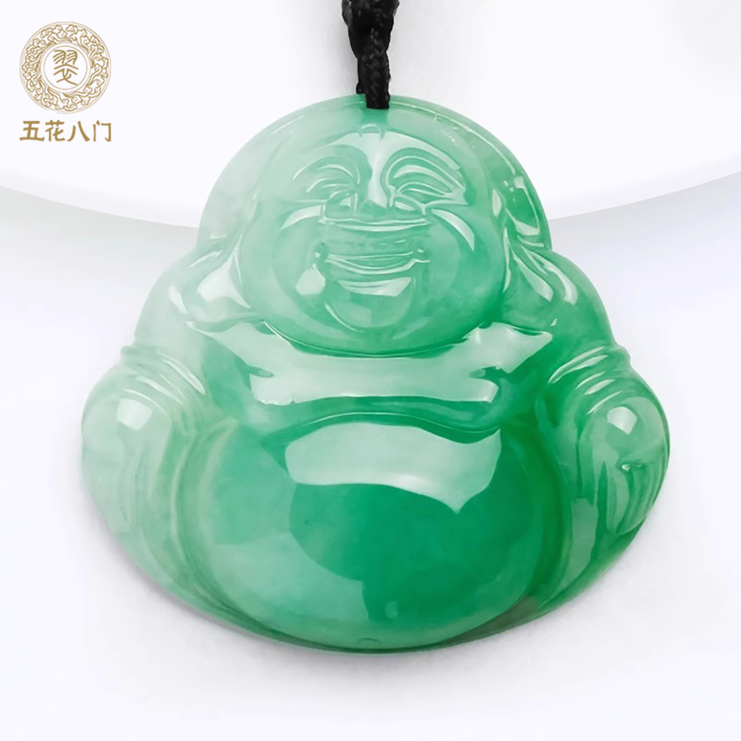 五花八门F09冰种翡翠佛公玉佛吊坠女天然正品油青弥勒佛玉石项链