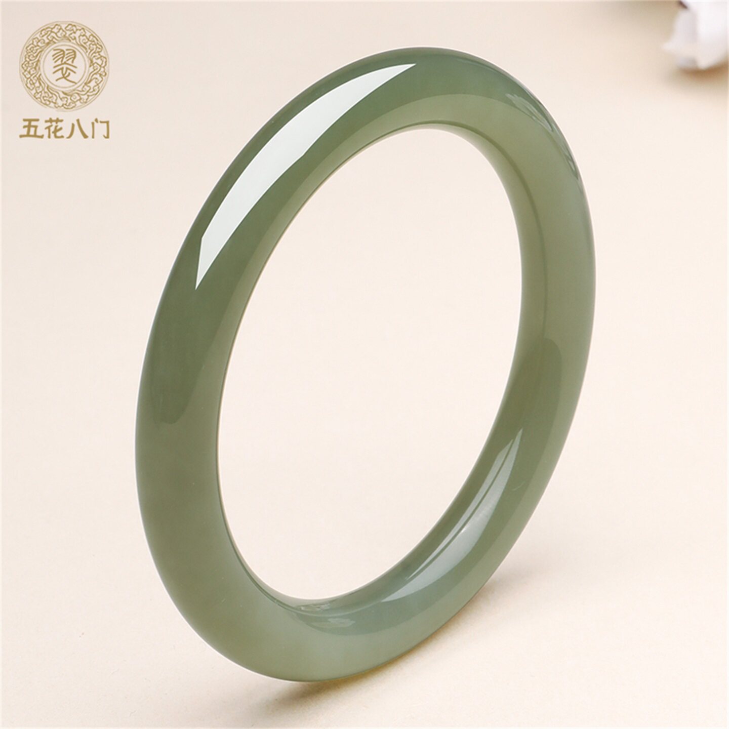五花八门天然真品细条和田玉手镯女士湖水绿美人条玉镯官方旗舰店