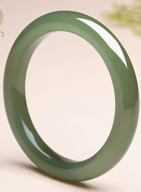 五花八门浅青和田玉手镯天然青海料高冰晴水女款玉镯子平安镯真品