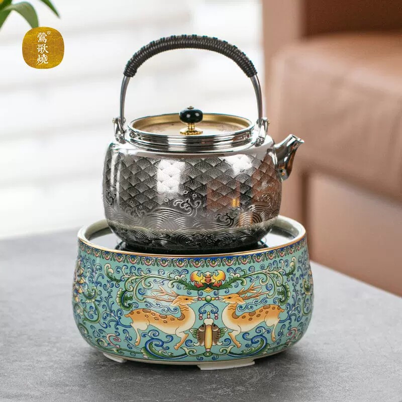 莺歌烧遥控煮茶器静音烧水茶炉