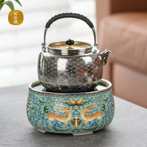 莺歌烧遥控煮茶器静音烧水茶炉