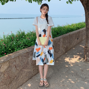 孕妇连衣裙夏2025新款时尚宽松大码裙子夏季潮辣妈个性孕妇裙夏装