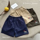 2025新款 儿童夏季 绣花短裤 夏款 男童刺绣宽松休闲宝宝小童五分裤 潮