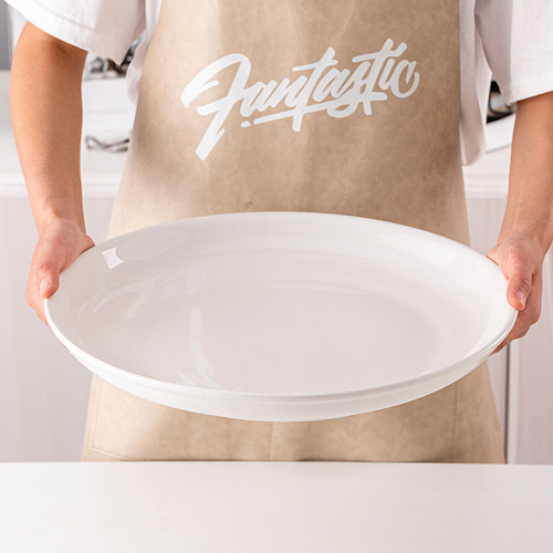 纯白大盘子釉下彩蒸鱼盘