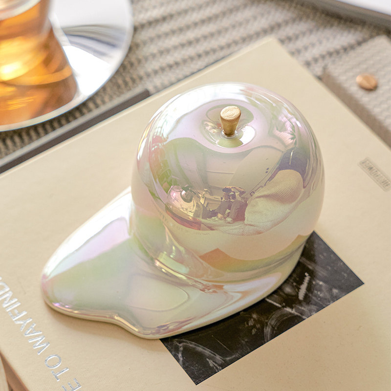 彩色苹果陶瓷摆件趣味创意客厅桌面装饰品办公室书房摆设工艺品