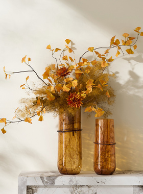 轻奢流金渐变玻璃花瓶客厅摆件