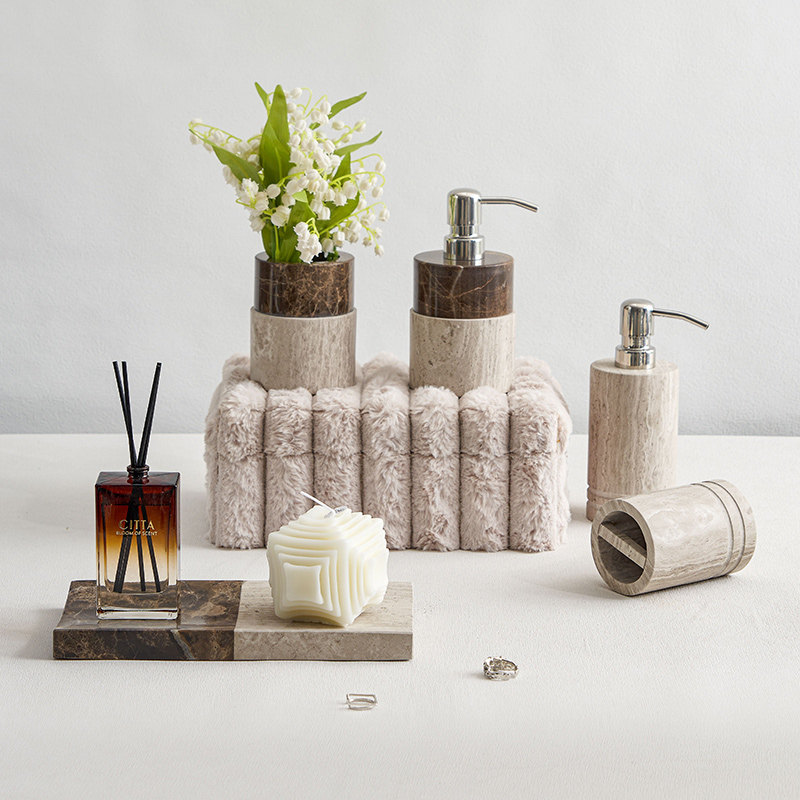 大理石圆形洗手液瓶家居卫浴用品卫浴室洗手台灰色棉签罐托盘皂碟,家居饰品,装饰摆件,淘宝优惠券,粉丝福利购,淘宝优惠卷