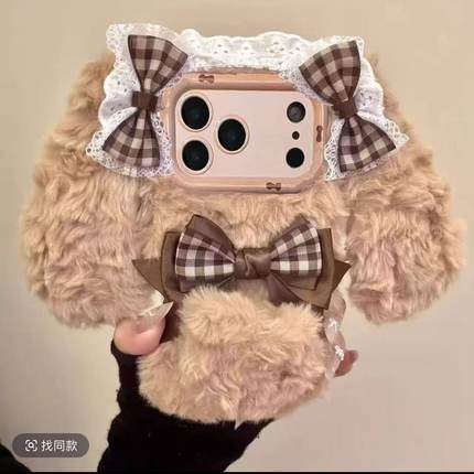 A5X抖音同款oppoA3pro/a3X/A2m兔子k12/A58x手机壳OPPOFindx9/8/7毛绒OPPO Reno14pro+/13/12/11萌A6A5蝴蝶结