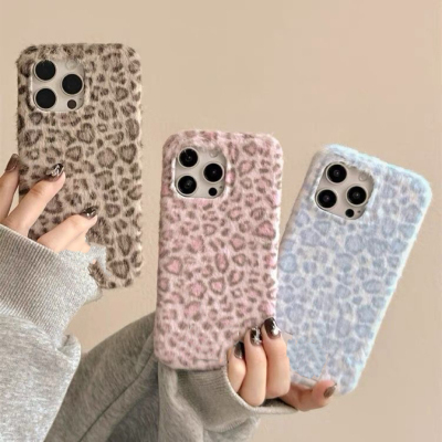 抖音同款15pro适用iPhone14promax手机壳16毛绒17苹果13plus豹纹1+13/12/11一加ace3pro/2V酷酷10简约5pro潮