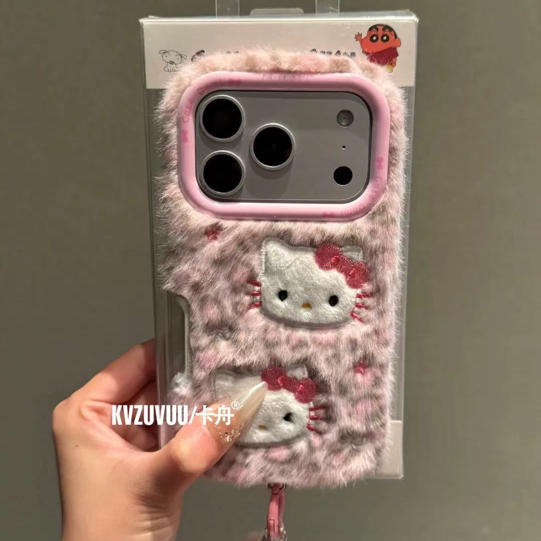 适用华为nova14pro毛绒13/12/11/9se凯蒂猫手机壳可爱magic7pro/5/4/6少女荣耀play9T/7t/6C/8软x70i毛绒x60