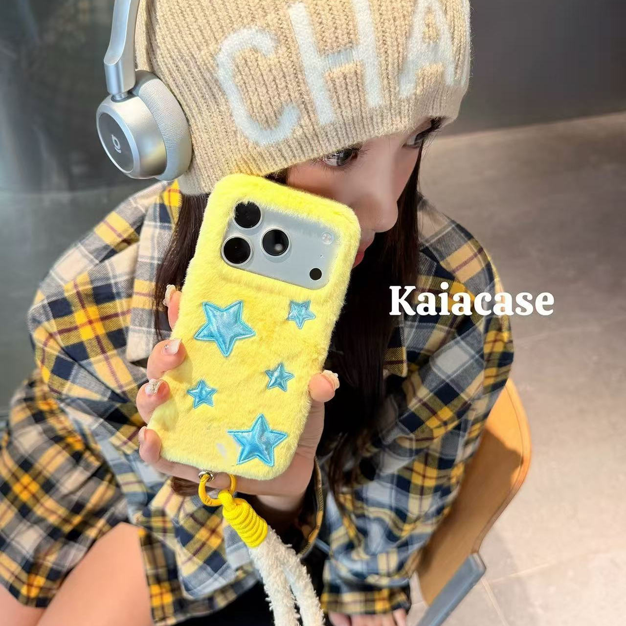 抖音同款15pro适用iPhone14promax手机壳16毛绒17苹果13plus星星1+15/12/13一加ace3pro/2V撞色10五角星5pro