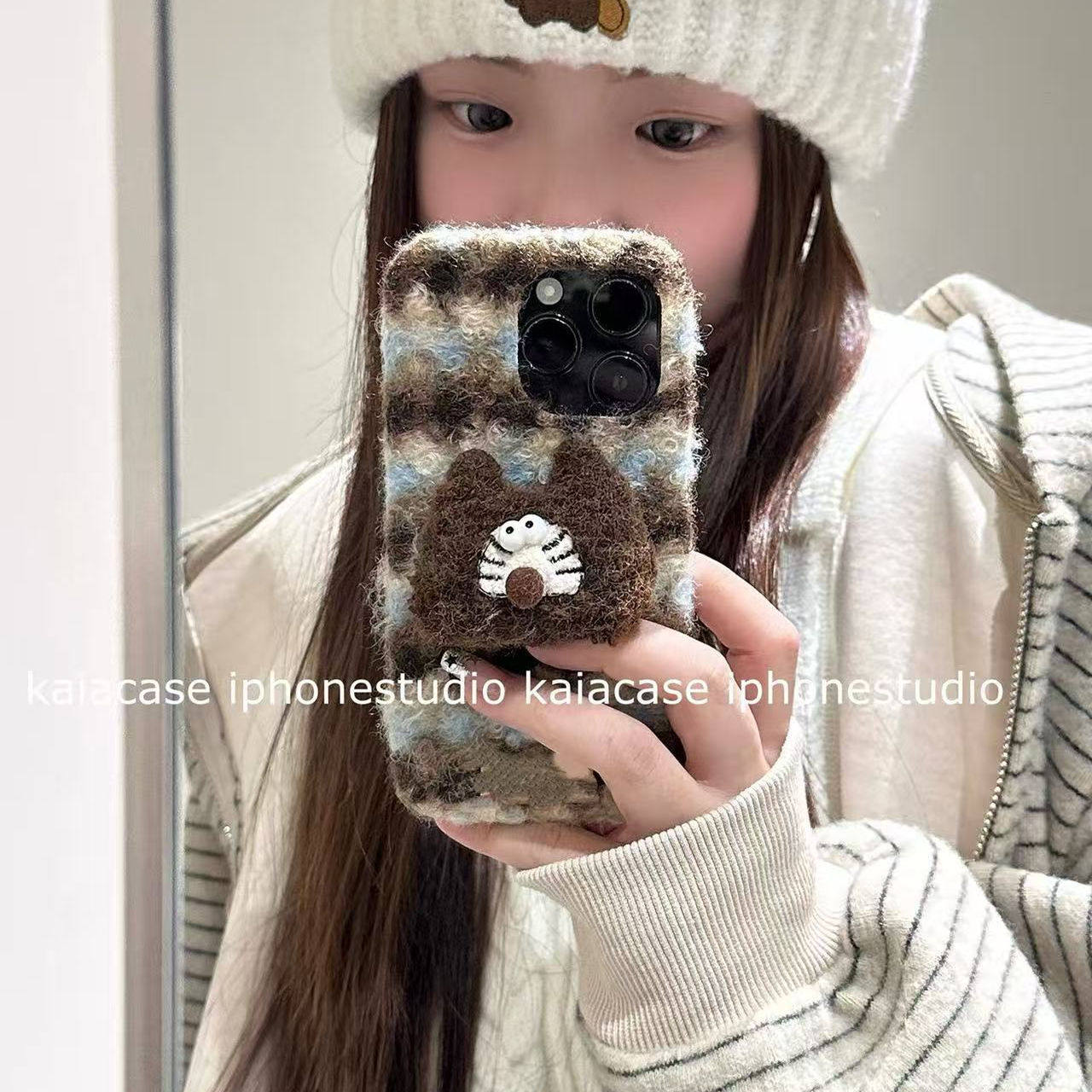 毛绒gt7/v50s/gt3日韩gt2/V30t猫咪v60s/OPPO真我gtneo6se秋冬款手机壳realme15pro+/12/10s毛绒布V13v11可爱