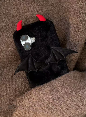 秋冬t2x网红vivoy37手机壳适用IQOO12pro+11s/13女VIVO IQOONEO10s pro小恶魔iqooz9/z8/Z7/z6毛绒y50翅膀