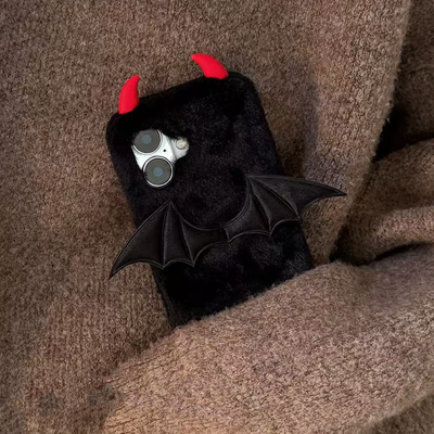 秋冬t2x网红vivoy37手机壳适用IQOO12pro+11s/13女VIVO IQOONEO10s pro小恶魔iqooz9/z8/Z7/z6毛绒y50翅膀