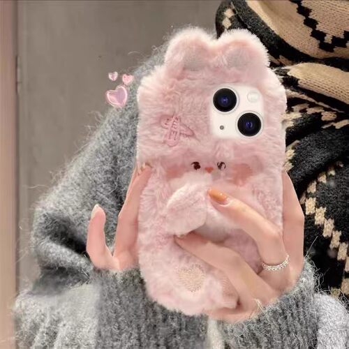 抖音同款oppoA3pro/a1s/A2m毛绒k11/A58x兔子手机壳公仔OPPOFindx7/6/5/4冬OPPO Reno12pro+/11/10/9/8少女心
