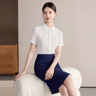 艾尚臣夏装OL时尚通勤工作服面试气质正装衬衫套装职业装女装套裙