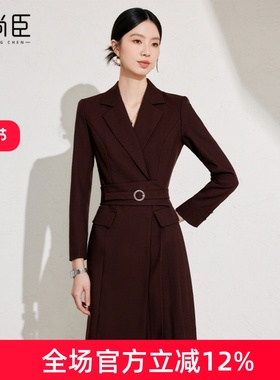 高端法式安可拉红秋冬连衣裙女2024新款高级感正式场合红色西装裙