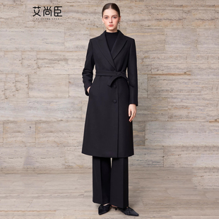 艾尚臣复古赫本风气质职业套装女羊毛呢西装大衣中长款收腰高级感