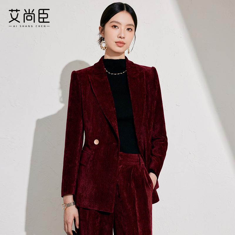 法式赫本风气质红色西装套装女秋冬新款爆款流行两件套高级感绝美