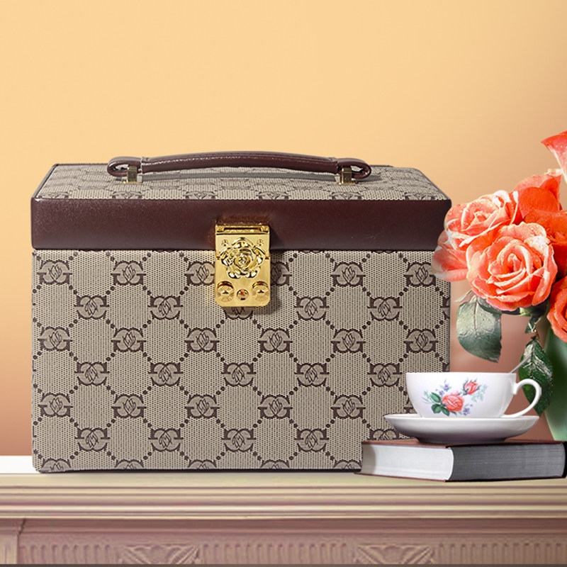 首饰盒带锁 手饰品收纳盒欧式戒指盒表盒复古 教师节生日结婚礼物